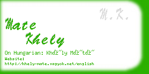 mate khely business card